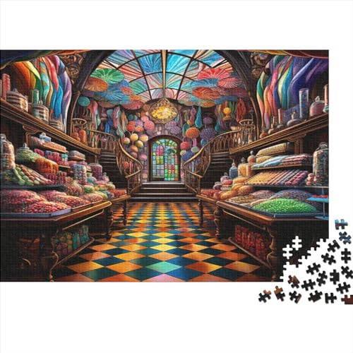 Süßwarenladen Puzzle 1000 Teile,für Erwachsene, Impossible Puzzle,farbenfrohes Legespiel,Geschicklichkeitsspiel Für Die Ganze Familie,Erwachsenenpuzzle Puzzel 1000pcs (75x50cm) von BIDLEAHDV