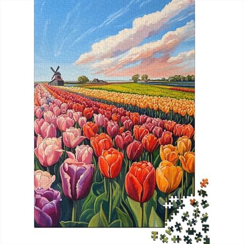 Tulpe Puzzles 1000 Teile Schwer Puzzle Spielzeug Pädagogisches Spiel Impossible Herausforderung Spielzeug Für Erwachsene Kinder 1000pcs (75x50cm) von BIDLEAHDV