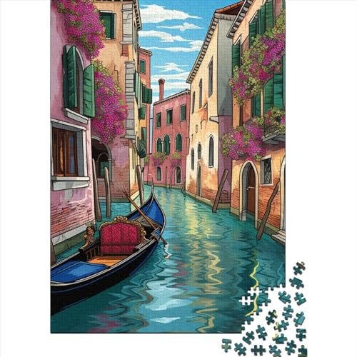 Venedig Wasserstadt Puzzles 1000 Teile Schwer Puzzle Spielzeug Pädagogisches Spiel Impossible Herausforderung Spielzeug Für Erwachsene Kinder 1000pcs (75x50cm) von BIDLEAHDV