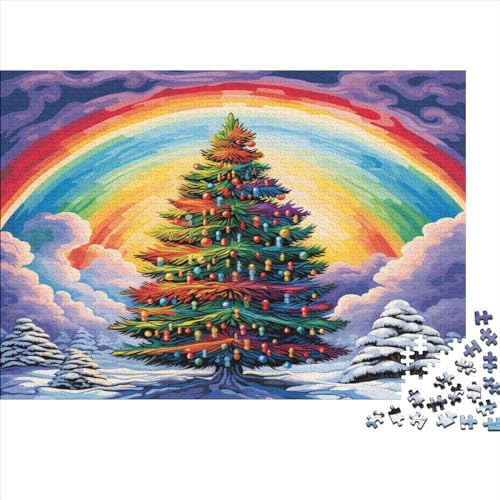 Weihnachtsbaums Regenbogen 1000 Stück Puzzles Für Erwachsene Teenager Stress Abbauen Familien-Puzzlespiel 1000-teiliges Puzzle Kinder Lernspiel Spielzeug Geschenk Puzzel 1000pcs (75x50cm) von BIDLEAHDV
