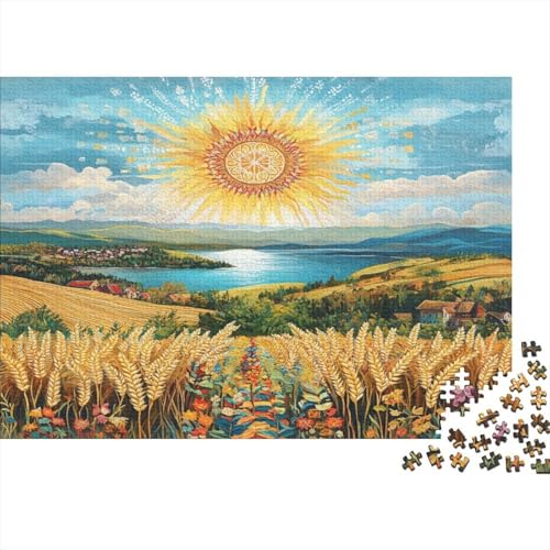 Weizenfeld 1000 Stück Puzzles Für Erwachsene Teenager Stress Abbauen Familien-Puzzlespiel 1000-teiliges Puzzle Kinder Lernspiel Spielzeug Geschenk Puzzel 1000pcs (75x50cm) von BIDLEAHDV