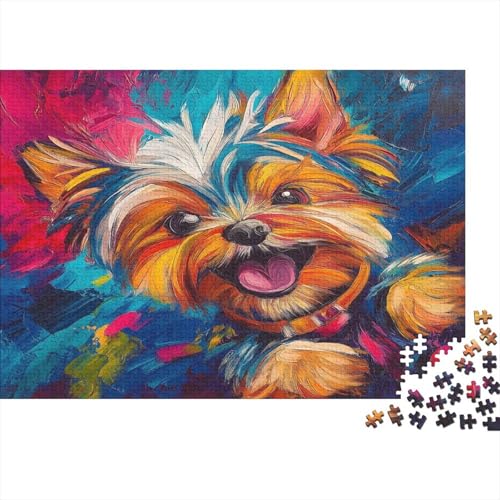Yorkshire Terrier 1000 Stück Puzzles Für Erwachsene Teenager Stress Abbauen Familien-Puzzlespiel 1000-teiliges Puzzle Kinder Lernspiel Spielzeug Geschenk Puzzel 1000pcs (75x50cm) von BIDLEAHDV