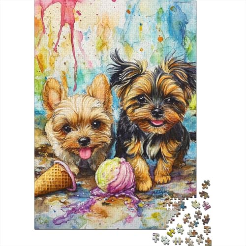 Yorkshire Terrier Puzzle 1000 Teile Schwer Puzzle Spielzeug Lernspiel Impossible Herausforderung Spielzeug Für Erwachsene Und Kinder Ab 12 Jahren 1000pcs (75x50cm) von BIDLEAHDV