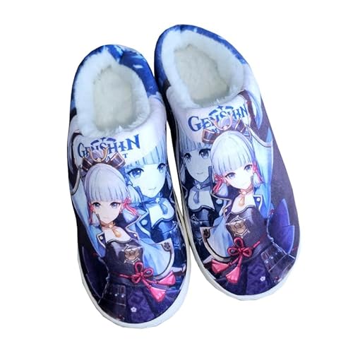 BIEGMAI Anime-Hausschuhe, Spielcharakter, Cosplay-Hausschuhe – Klee/Kamisato Ayaka/Venti bedruckte Cartoon-Schuhe, Hausschuhe, flauschig, warm, Winter, Freizeitschuhe (Kamisato Ayaka von BIEGMAI