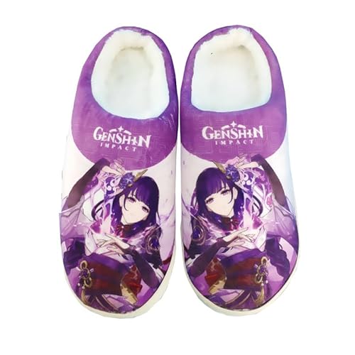 BIEGMAI Anime-Hausschuhe, Spielcharakter, Cosplay-Hausschuhe – Klee/Kamisato Ayaka/Venti bedruckte Cartoon-Schuhe, Hausschuhe, flauschig, warm, Winter, Freizeitschuhe (Raiden Shogun, durchschnittliche BIEGMAI Anime-Hausschuhe, Spielcharakter, Cosplay-Hausschuhe – Klee/Kamisato Ayaka/Venti bedruckte Cartoon-Schuhe, Hausschuhe, flauschig, warm, Winter, Freizeitschuhe (Raiden Shogun, durchschnittliche von BIEGMAI