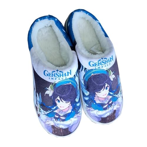 BIEGMAI Anime-Hausschuhe, Spielcharakter, Cosplay-Hausschuhe – Klee/Kamisato Ayaka/Venti bedruckte Cartoon-Schuhe, Hausschuhe, flauschig, warm, Winter, Freizeitschuhe (Venti, durchschnittliche Größe) von BIEGMAI