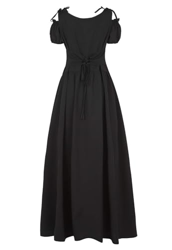 BIEGMAI Damen Renaissance Mittelalter Kleid Deluxe Irisches Kleid | Viktorianischer Vintage-Stil für Cosplay Halloween Mottoparty (Schwarz, XXL) von BIEGMAI