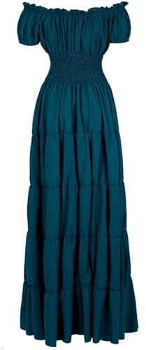 BIEGMAI Damen Renaissance Mittelalter Kleid Kurzarm Irisches Kleid Deluxe Viktorianischen Vintage Stil Cosplay Halloween Party (Deep Green, S) von BIEGMAI