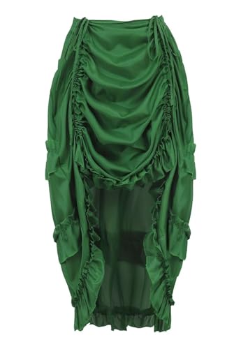 BIEGMAI Damen Viktorianischer Steampunk Langer Rock - Verstellbare Rüschen Gothic Vintage Stil Perfekt für Halloween Outfit Mittelalter Vampir Kostüm (Green6388, 6XL) von BIEGMAI