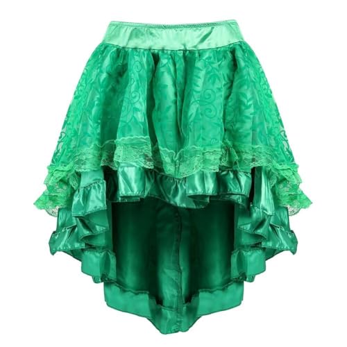 BIEGMAI Damen Viktorianischer Steampunk Langer Rock - Verstellbare Rüschen Gothic Vintage Stil Perfekt für Halloween Outfit Mittelalter Vampir Kostüm (Grün, 3XL) von BIEGMAI