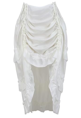 BIEGMAI Damen Viktorianischer Steampunk Langer Rock - Verstellbare Rüschen Gothic Vintage Stil Perfekt für Halloween Outfit Mittelalter Vampir Kostüm (Weiß, 6XL) von BIEGMAI