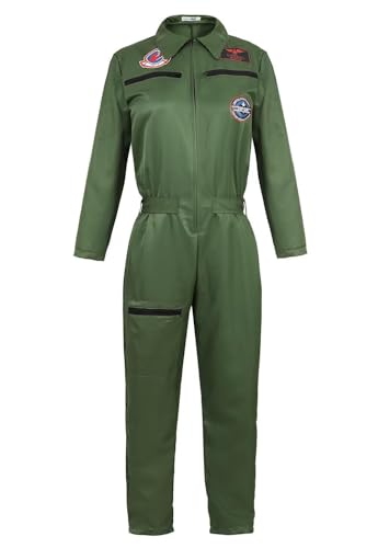 BIEGMAI Herren Erwachsene Halloween Militär Fluganzug Kampfpilot Overall Cosplay Kostüm (Damen, S) von BIEGMAI