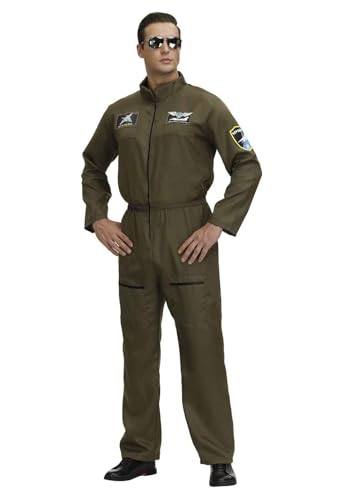 BIEGMAI Herren Erwachsene Halloween Militär Fluganzug Kampfpilot Overall Cosplay Kostüm (Herren, L) von BIEGMAI