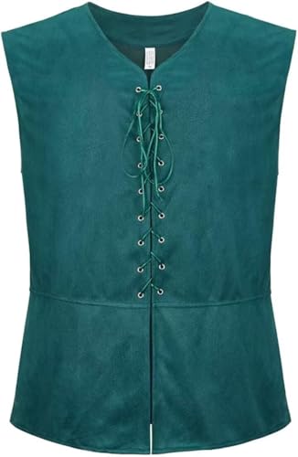 BIEGMAI Mittelalterliche Piratenweste für Herren, Renaissance, Gothic, viktorianisch, Steampunk, Wikinger-Weste, Retro-Schnür-Design, für Halloween, Cosplay, tägliche Kostüm-Outfits (Dunkelgrün, L) BIEGMAI Mittelalterliche Piratenweste für Herren, Renaissance, Gothic, viktorianisch, Steampunk, Wikinger-Weste, Retro-Schnür-Design, für Halloween, Cosplay, tägliche Kostüm-Outfits (Dunkelgrün, L) von BIEGMAI