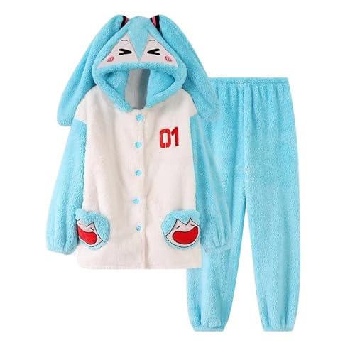BIEGMAI Pyjama-Set, Pyjamahose, Fleece, Anime, Nachtwäsche, Cosplay, Kostüm, Pyjama, Schlafmantel, Winter, warm, Halloween, Party-Geschenke, Miku, XXL BIEGMAI Pyjama-Set, Pyjamahose, Fleece, Anime, Nachtwäsche, Cosplay, Kostüm, Pyjama, Schlafmantel, Winter, warm, Halloween, Party-Geschenke, Miku, XXL von BIEGMAI