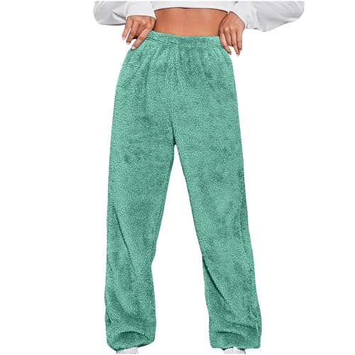 BIEGMAI Pyjamahose für Damen, weich, lässig, Fleece-Hose, Winter, warm, flauschig, Schlaflounge-Hose, Schlafanzug, bequem, Lounge-Hose, Nachtwäsche, Hose (35 M, Grün, S) von BIEGMAI