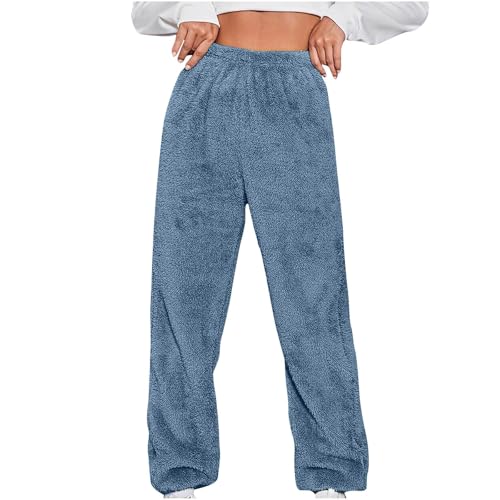 BIEGMAI Pyjamahose für Damen, weich, lässig, Fleece-Hose, Winter, warm, flauschig, Schlaflounge-Hose, Schlafanzug, bequeme Lounge-Hose, Nachtwäsche, Hose (35 Marineblau, S) von BIEGMAI