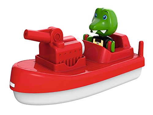 AquaPlay 8700000262 - FireBoat - Zubehör für AquaPlay Wasserbahnen oder für die Badewanne, Feuerwehr Boot mit Sven dem Krokodil, Wasserspritzfunktion, für Kinder ab 3 Jahren von Simba