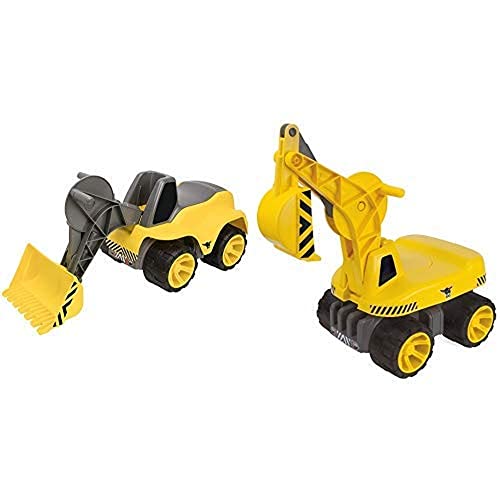 BIG 800055813 - Power-Worker Maxi Loader Kinderfahrzeug, Gelb & 800055811 - Power Worker Maxi-Digger, gelb von BIG Spielwarenfabrik