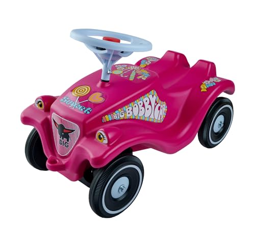 BIG-Bobby-Car-Classic Candy - Kinderfahrzeug mit Aufklebern in Candy Design, für Jungen und Mädchen, belastbar bis zu 50 kg, Rutschfahrzeug für Kinder ab 1 Jahr, Pink von BIG Spielwarenfabrik