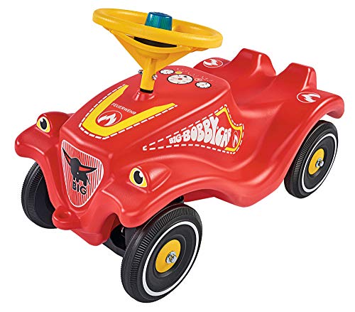 BIG-Bobby-Car-Classic Feuerwehr - Kinderfahrzeug mit Aufklebern in Feuerwehr Design, für Jungen und Mädchen, belastbar bis zu 50 kg, Rutschfahrzeug für Kinder ab 1 Jahr von BIG Spielwarenfabrik
