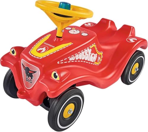 BIG-Bobby-Car-Classic Feuerwehr - Kinderfahrzeug mit Aufklebern in Feuerwehr Design, für Jungen und Mädchen, belastbar bis zu 50 kg, Rutschfahrzeug für Kinder ab 1 Jahr, Eor von BIG Spielwarenfabrik