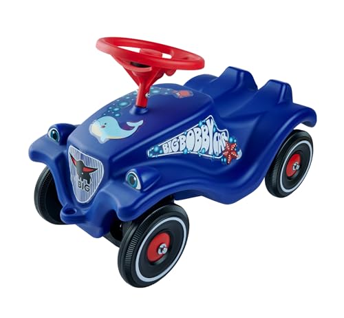 BIG-Bobby-Car Classic Ocean - Kinderfahrzeug mit Aufklebern in Ozean Design, für Jungen und Mädchen, belastbar bis zu 50 kg, Rutschfahrzeug für Kinder ab 1 Jahr, blau von BIG Spielwarenfabrik