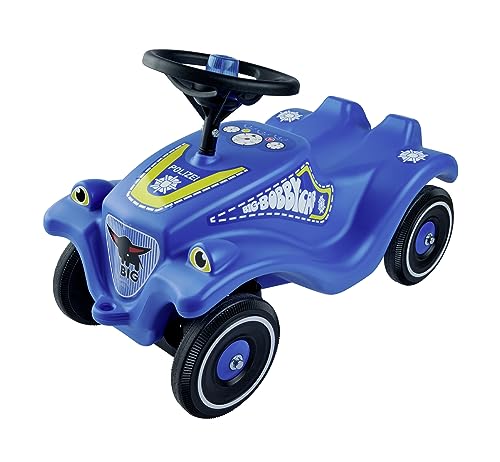 BIG-Bobby-Car Classic Police - Kinderfahrzeug mit Aufklebern im Polizei Design für Jungen und Mädchen, belastbar bis zu 50 kg, Rutschfahrzeug für Kinder ab 1 Jahr, blau von BIG Spielwarenfabrik