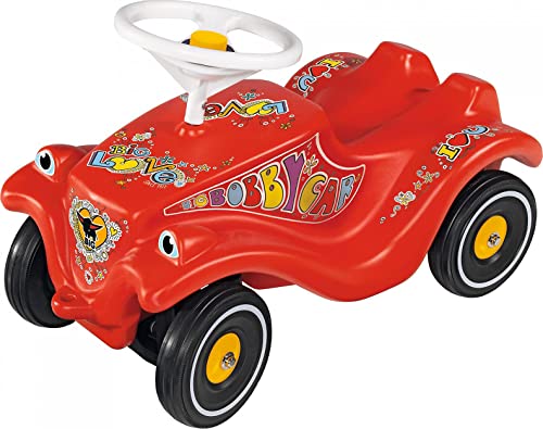 BIG - Bobby Car Lumi (rot) - Bobby Car mit LED-Leuchtfunktion & Flüsterrädern im 70er-Jahre-Kult-Design, Rutschauto für Kleinkinder und Kinder ab 12 Monaten von BIG Spielwarenfabrik