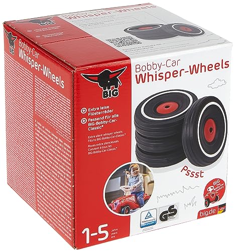 BIG - Bobby Car Whisper Wheels - Flüsterräder für Rutscher Autos, Reifen-Set mit Befestigungsclips und Montageanleitung, für Kinder ab 1 Jahr, Schwarz BIG - Bobby Car Whisper Wheels - Flüsterräder für Rutscher Autos, Reifen-Set mit Befestigungsclips und Montageanleitung, für Kinder ab 1 Jahr, Schwarz von BIG Spielwarenfabrik