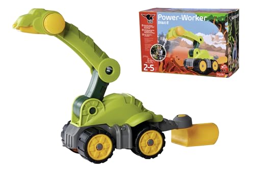 BIG - Dinosaurier-Bagger Diplodocus - aus der Edition Power-Worker Mini-Dinos, Spielzeug-Fahrzeug mit Wasserspritze und Pflug für Kinder ab 2 Jahren von BIG Spielwarenfabrik