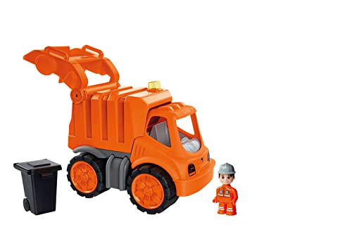 BIG-Power-Worker Müllwagen + Figur - Spielzeug Auto ideal für Unterwegs, Reifen aus Softmaterial, bewegliche Ladevorrichtung mit Ladefunktion, inklusive Figur, für Kinder ab 2 Jahren von BIG Spielwarenfabrik