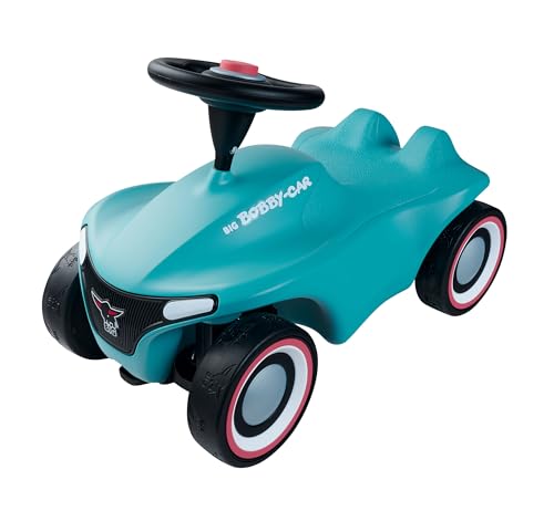 BIG Bobby Car Neo Azur - Rutschauto ab 1 Jahr, Limitierte Auflage in der Trendfarbe 2023 Azur-Blau, Auto für Kinder mit Flüsterreifen, Sicherheits-Lenkrad und Hupe, 1-5 Jahre (max. 50 kg) von BIG