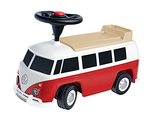BIG – Bobby Car Baby VW T1 (rot-weiß) - Kinderfahrzeug mit Flüsterreifen, Hupe & Anhängerkupplung - Rutschauto für Kleinkinder & Kinder ab 18 Monaten (bis 50 kg) von BIG Spielwarenfabrik
