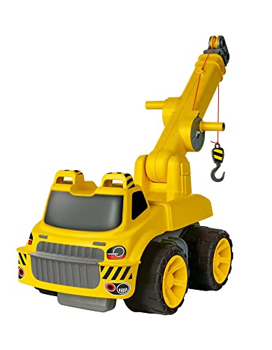 BIG - Power-Worker Maxi-Kran (gelb) - großer Spielzeug-Kran mit Seilwinde und ausfahrbarem Kran-Arm, Kinder-Fahrzeug ab 3 Jahren (bis 50 kg belastbar) von BIG Spielwarenfabrik