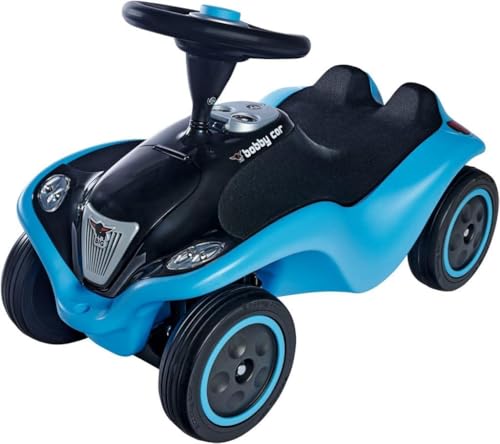 BIG-Bobby-Car NEXT - Deluxe Variante, Kinderfahrzeug mit LED-Front Scheinwerfer, Flüsterreifen und weichem Sitz, belastbar bis zu 50 kg, Rutschfahrzeug für Kinder ab 1 Jahr, Blau von BIG Spielwarenfabrik