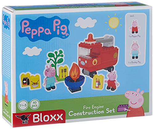 BIG-Bloxx Peppa Pig Feuerwehrauto - Peppa´s Feuerwehr, Construction Set, BIG-Bloxx Set inklusive Peppa und Papa Wutz, 40 Teile, für Kinder ab 18 Monaten von BIG Spielwarenfabrik