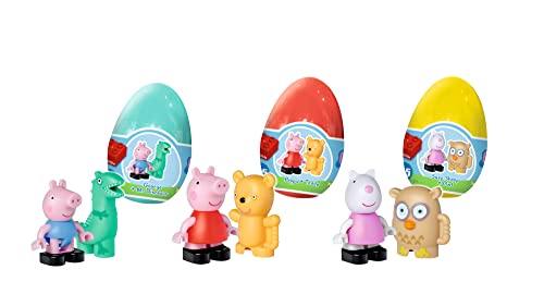 BIG-Bloxx Peppa Pig Funny Eggs - Ergänzung zu den Spielesets der BIG-Bloxx Reihe, drei Figuren mit "Kuscheltieren", verpackt in farbenfrohen Eiern, für Kinder ab 18 Monaten von BIG Spielwarenfabrik