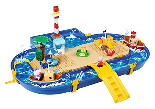 BIG-Waterplay - Peppa Pig Holiday - Outdoor-Wasserspielzeug mit großer Wasserbahn, BIG-Bloxx Bausteinen, Handkurbel & Peppa Wutz Figuren, für Kinder von 3 - 7 Jahren von BIG Spielwarenfabrik