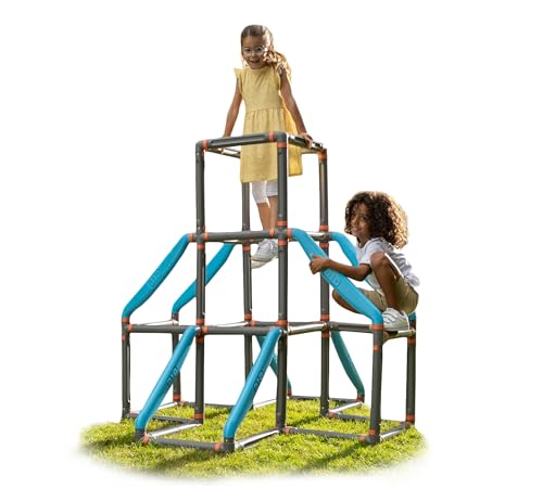 BIG Kraxxl The Tower Kletterturm - Klettergerüst Outdoor für Kinder von 3-7 Jahre (max. 100 kg) - Spielturm zum Klettern auf 3 Etagen mit innovativem klick-System, 140 x 140 x 140 cm von BIG Spielwarenfabrik