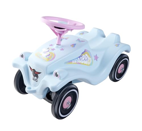 BIG-Bobby-Car-Classic Einhorn - Kinderfahrzeug mit Aufklebern im Einhorn Design, für Jungen und Mädchen, belastbar bis zu 50 kg, Rutschfahrzeug für Kinder ab 1 Jahr von BIG Spielwarenfabrik