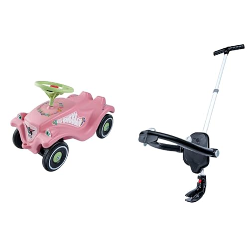 Big-Bobby-Car Classic Flower - Kinderfahrzeug mit Blumenaufklebern für Jungen und Mädchen & ge - 4-Fach höhenverstellbare Schiebestange von BIG Spielwarenfabrik