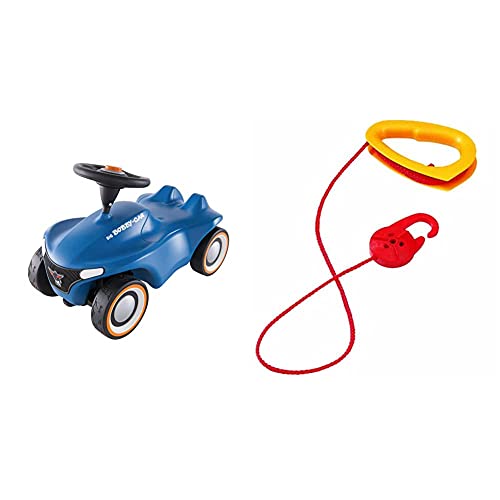 Big-Bobby-Car Neo Blau - Rutschfahrzeug für drinnen und draußen, Kinderfahrzeug mit Flüsterreifen im modernen Design, für Kinder ab 1 Jahr & Schleppseil mit Griff und Aufwickelrolle, 172 cm von BIG Spielwarenfabrik