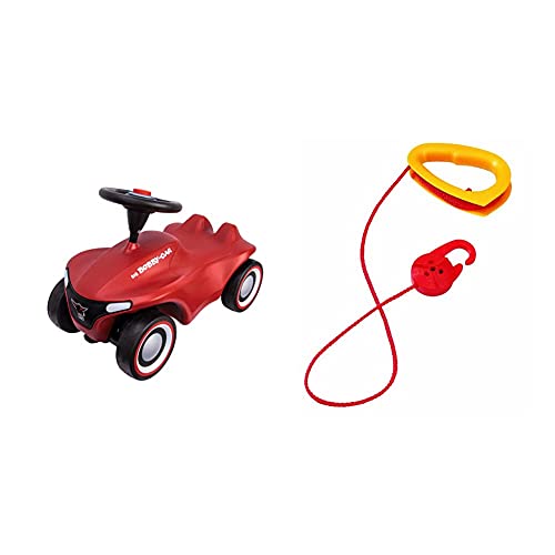 Big-Bobby-Car-Neo Rot - Rutschfahrzeug für drinnen und draußen, Kinderfahrzeug mit Flüsterreifen & Schleppseil mit Griff und Aufwickelrolle, passend für Big-Rutschfahrzeuge, Zugseil, 172 cm von BIG Spielwarenfabrik