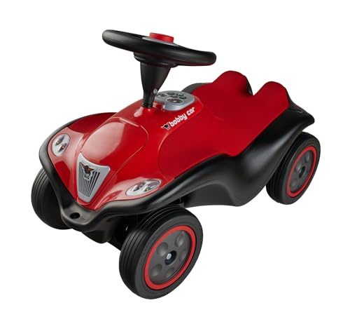 BIG Bobby Car Next 2.0 (rot) - Rutschauto ab 1 Jahr mit LED-Licht, Stauraum, Sound-Lenkrad, Flüsterreifen und neuen Funktionen, Fahrzeug für Kinder von 1-5 Jahre (max. 50 kg) von BIG Spielwarenfabrik