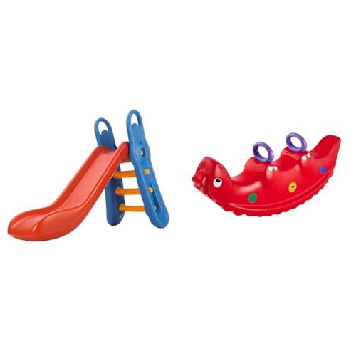 Big - Fun-Slide - 152cm Lange Rutschbahn, Nutzung für den Hausgebrauch, rot-Blaue Rutsche & Sammy-Rocker - Kinderwippe für 1 bis 3 Personen, mit süßen Rückenschuppen und stabilen Griffen Big - Fun-Slide - 152cm Lange Rutschbahn, Nutzung für den Hausgebrauch, rot-Blaue Rutsche & Sammy-Rocker - Kinderwippe für 1 bis 3 Personen, mit süßen Rückenschuppen und stabilen Griffen von BIG Spielwarenfabrik