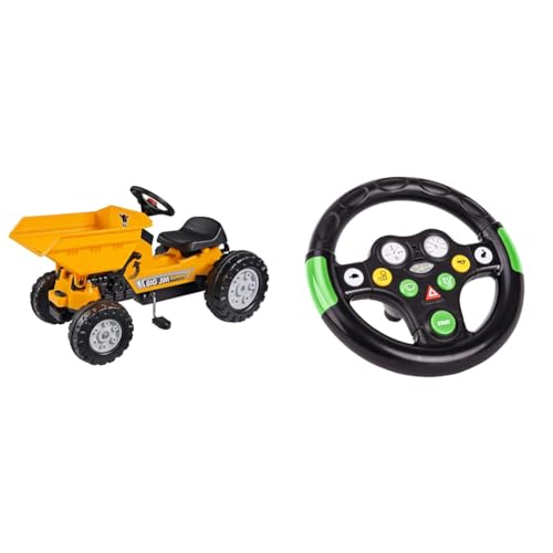 Big - Jim Dumper - Kinderkipper Spielfahrzeug, 3-Fach Verstellbarer Sitz & Big - Traktor-Sound-Wheel - Lenkrad mit verschiedenen Traktor-Sounds, für Bobby Cars ab dem Baujahr 2010 von BIG Spielwarenfabrik