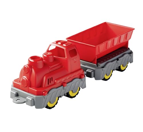 Big Power Worker Mini Zug (45 cm) - Spielzeug-Lokomotive mit Kipp-Wagon für Indoor & Outdoor, Spiel-Eisenbahn für Kinder ab 2 Jahre, Rot-Grau von BIG Spielwarenfabrik