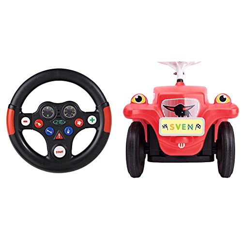 Big - Racing-Sound-Wheel - Lenkrad mit Racingsound, ab 1 Jahr & Big - Bobby Car Mein Nummernschild - Namensschild für das Rutschfahrzeug, Inklusive Führerschein für die kleinen Fahrer, ab 1 Jahr von BIG Spielwarenfabrik