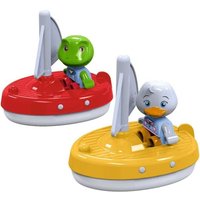 AquaPlay 2x Segelboote + 2x Figuren, Zubehör für AquaPlay Wasserbahnen oder Badewanne, 2 Segelboote und Nils und Lotta von BIG